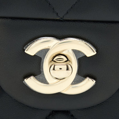 Chanel Mini Rectangular Flap Bag Lambskin Black L (Microchip)