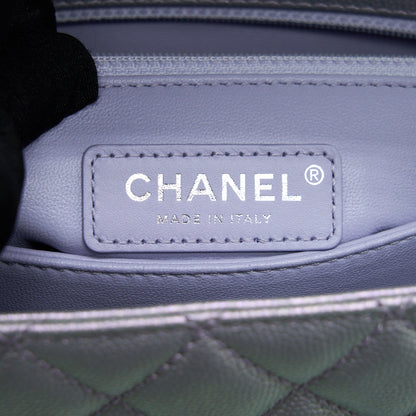 Chanel 21K Small Coco Handle 24cm Caviar Iridescent Lilac Rainbow Hardware