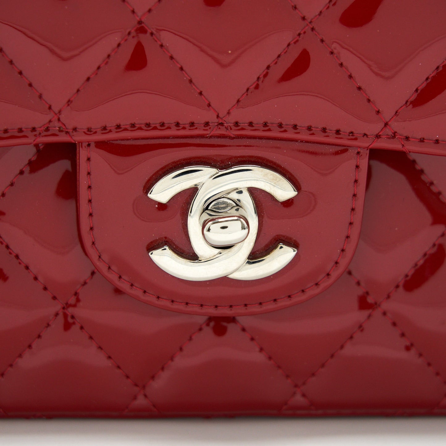 Chanel Medium Classic Double Flap Bag Patent Leather Red