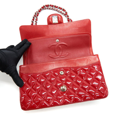 Chanel Medium Classic Double Flap Bag Patent Leather Red
