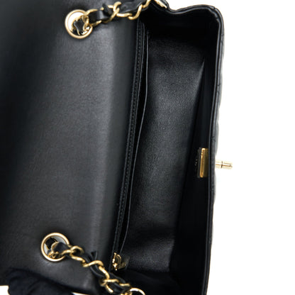 Chanel Mini Rectangular Flap Bag Lambskin Black L (Microchip)