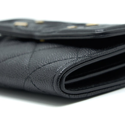 Chanel Filigree Flap Card Holder Caviar Black