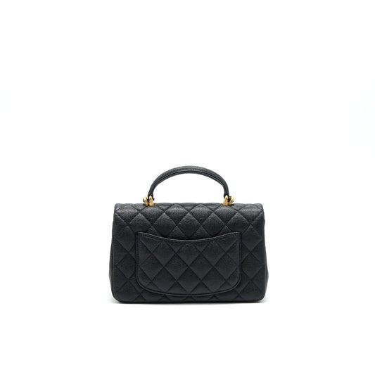 Chanel Rectangular Mini Top Handle Flap Bag granied calfskin black