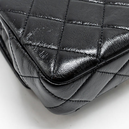 Chanel 24b Giant Chain Flap Shoulder Bag Lambskin Black  (Microchip)