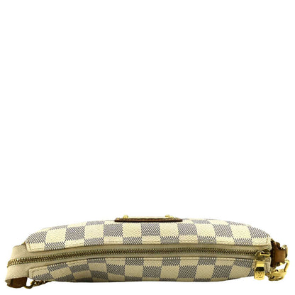 LOUIS VUITTON Pochette Eva Damier Azur Crossbody Clutch Bag White