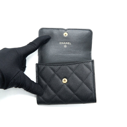 Chanel Filigree Flap Card Holder Caviar Black