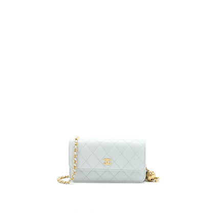 Chanel 23C Pearl Crush Mini Flap Bag Lambskin Light Grey Brushed  (Microchip)