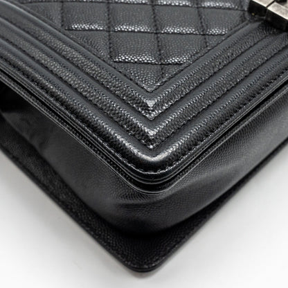 Chanel Medium Boy Bag Caviar Black Ruthenium Silver Hardware
