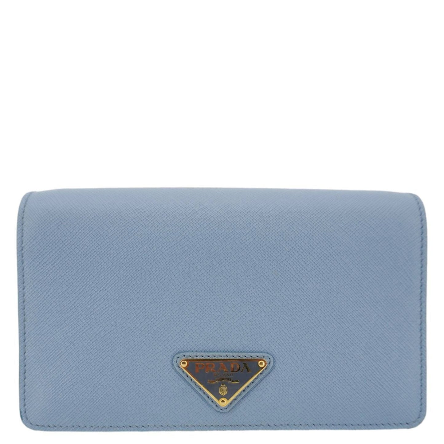 PRADA Bandoliera Flip Lock Saffiano Leather Chain Crossbody Bag Blue