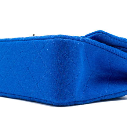 Chanel medium classic double flap bag fabric blue