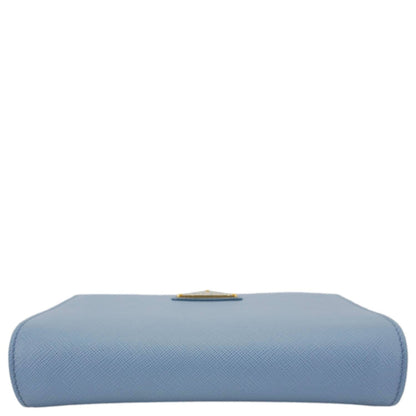 PRADA Bandoliera Flip Lock Saffiano Leather Chain Crossbody Bag Blue