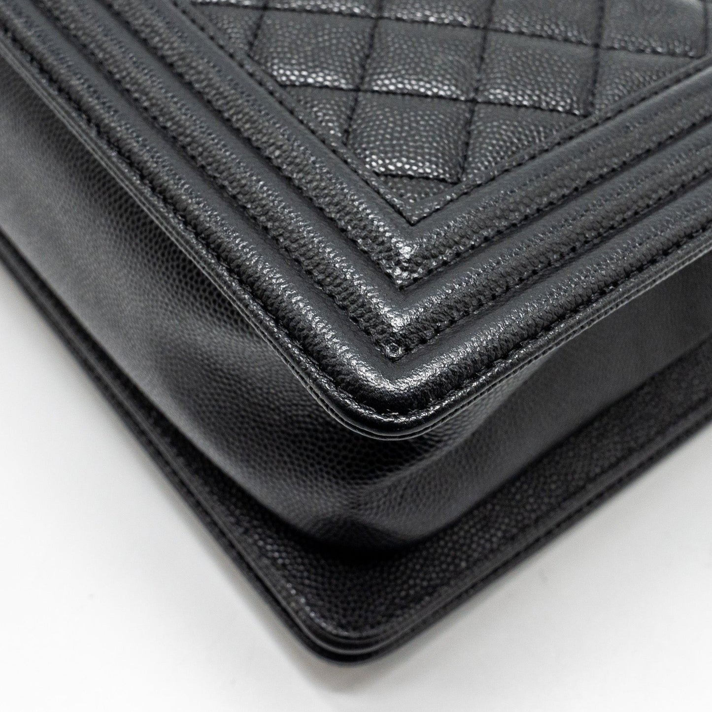 Chanel Medium Boy Bag Caviar Black Ruthenium Silver Hardware