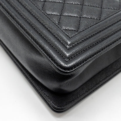 Chanel Medium Boy Bag Caviar Black Ruthenium Silver Hardware