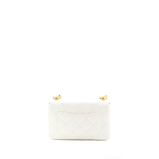 Chanel 22S Giant Chain Flap Shoulder Bag Lambskin White Brushed  (Microchip)