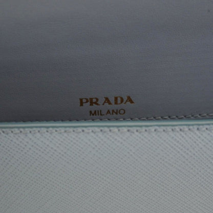 PRADA Bandoliera Flip Lock Saffiano Leather Chain Crossbody Bag Blue