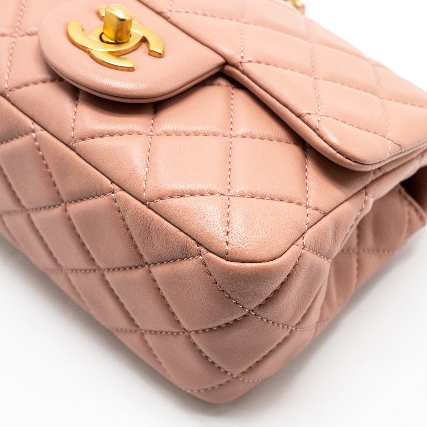 Chanel Pearl Crush Mini Square Flap Bag Lambskin Pink (Microchip)