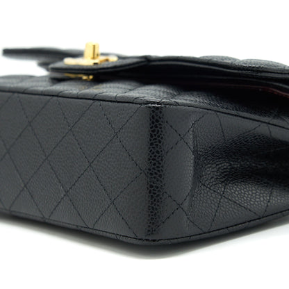 Chanel 22c caviar small classic double flap bag black