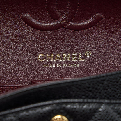 Chanel 22c caviar small classic double flap bag black