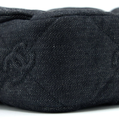 Chanel 22S Giant Chain Flap Shoulder Bag Denim Dark Blue Brushed  (Microchip)