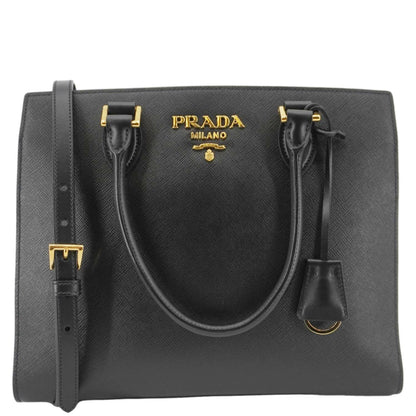 PRADA Soft Zippered Saffiano Leather Tote Bag Black
