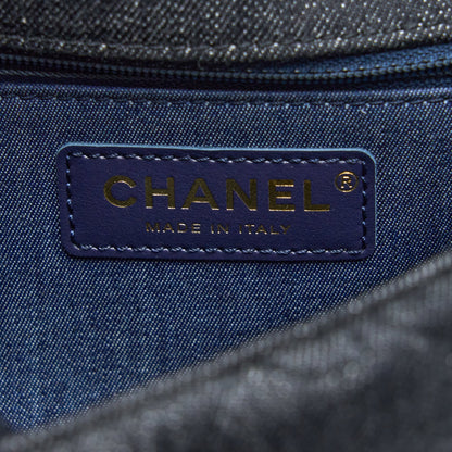 Chanel 22S Giant Chain Flap Shoulder Bag Denim Dark Blue Brushed  (Microchip)