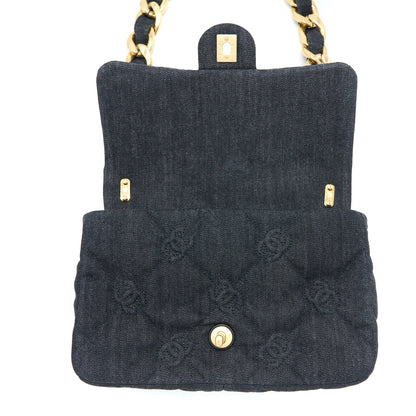 Chanel 22S Giant Chain Flap Shoulder Bag Denim Dark Blue Brushed  (Microchip)