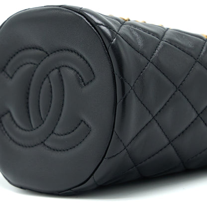 Chanel 22S Pearl Crush Bucket Bag Lambskin Black Brushed  (Microchip)