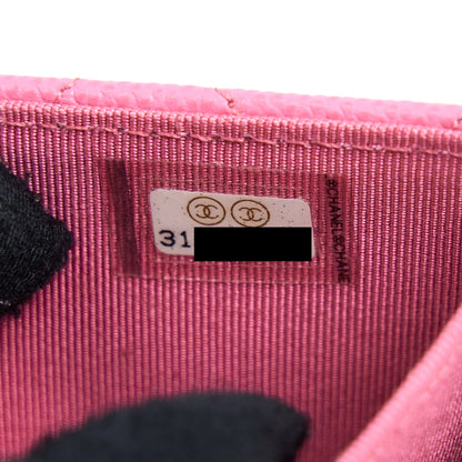 Chanel Mini Flap Card Holder Caviar Pink L