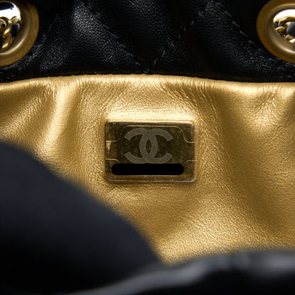 Chanel 22S Pearl Crush Bucket Bag Lambskin Black Brushed  (Microchip)