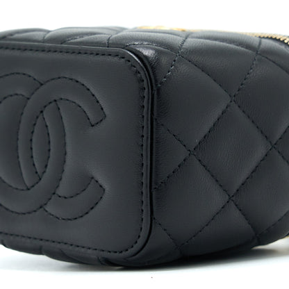 Chanel 22B Pearl Crush Mini Vanity With Chain Lambskin Black