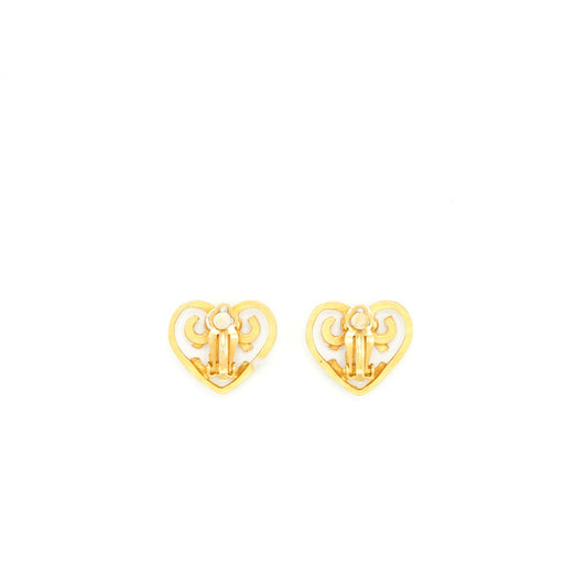 Chanel Vintage Heart CC Logo Earclips 24K Plated