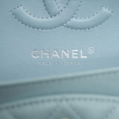 Chanel 21K Small Classic Double Flap Bag Caviar Light Blue