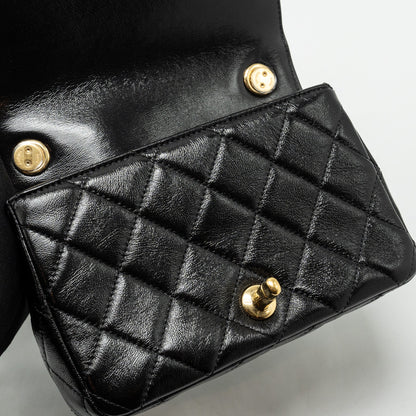 Chanel 24b Giant Chain Flap Shoulder Bag Lambskin Black  (Microchip)