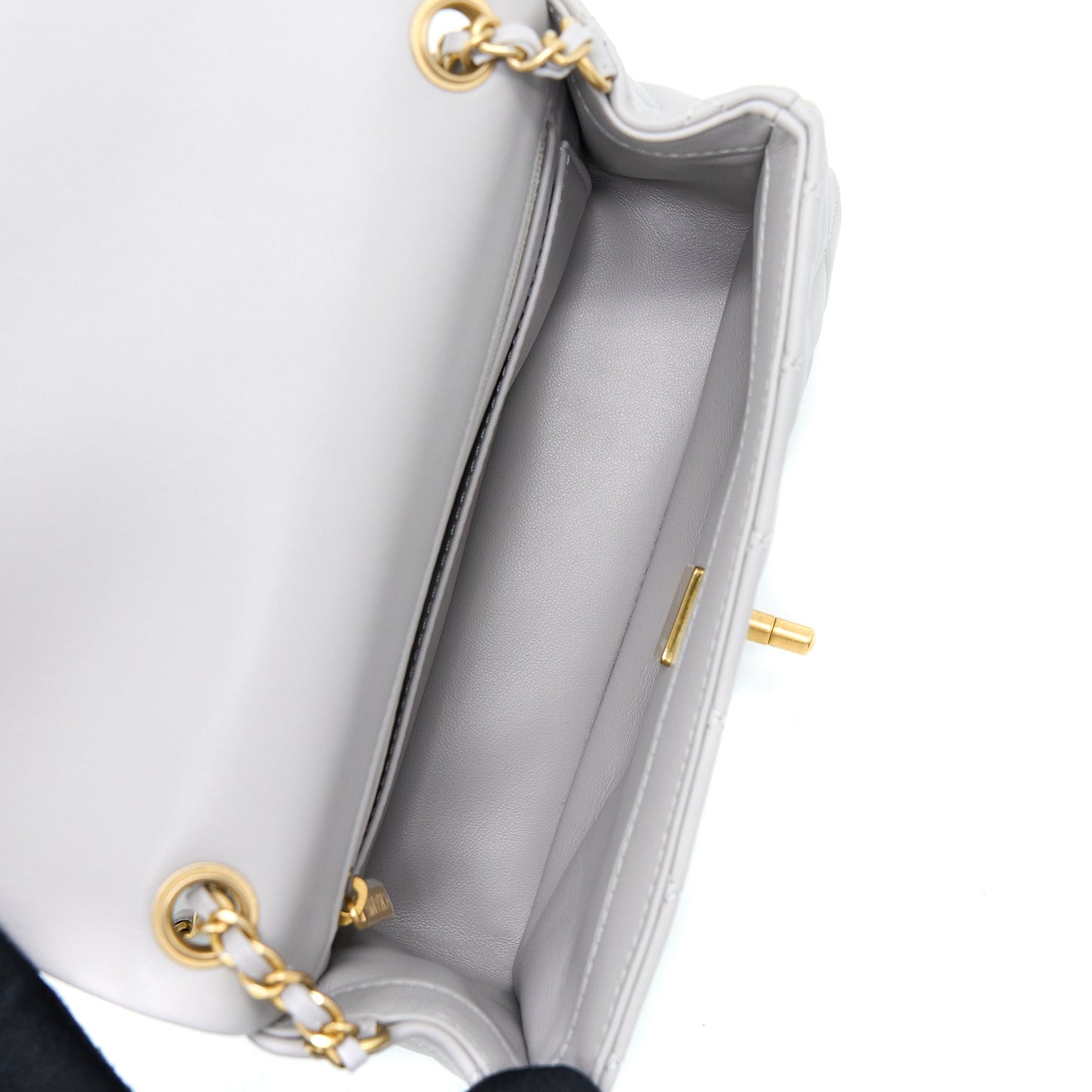 Chanel Pearl Crush Mini Rectangular Lambskin Grey Brushed  (Microchip)