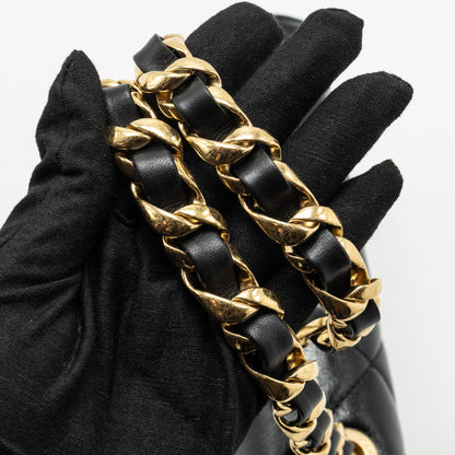 Chanel 24b Giant Chain Flap Shoulder Bag Lambskin Black  (Microchip)