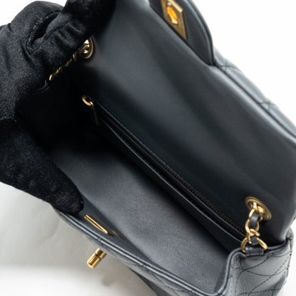 Chanel 23K pearl crush mini rectangular flap bag lambskin dark grey