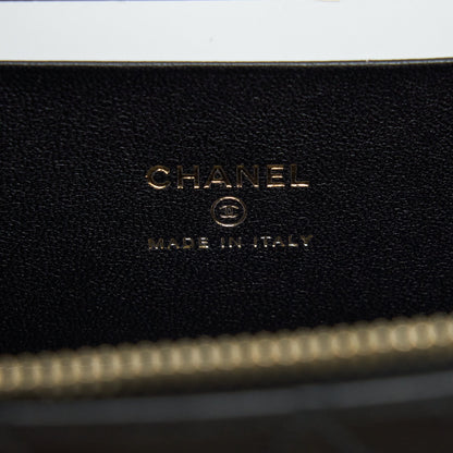 Chanel 22A Top Handle Long Vanity With Chain Lambskin Black L