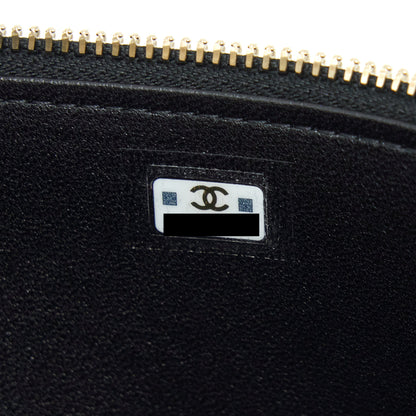 Chanel 22A Top Handle Long Vanity With Chain Lambskin Black L
