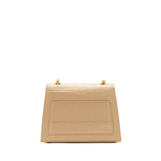 Chanel Vintage Single Flap Bag Cross body Lambskin Beige