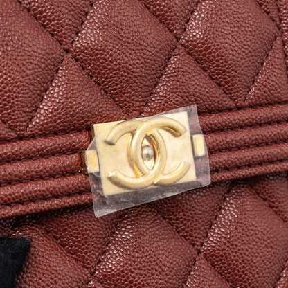 Chanel boy compact wallet caviar dark red