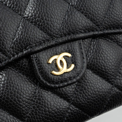Chanel Classic Compact Wallet Caviar Black (Microchip)