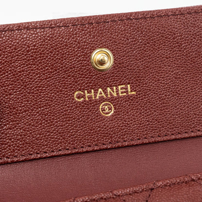 Chanel boy compact wallet caviar dark red