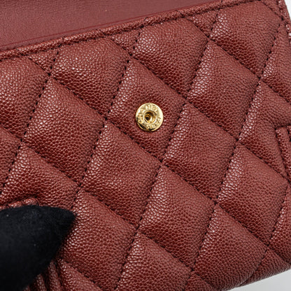 Chanel boy compact wallet caviar dark red
