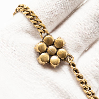 Gucci Crystal Double G Necklace Metal Aged Gold