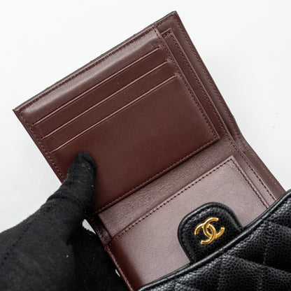 Chanel Classic Compact Wallet Caviar Black (Microchip)