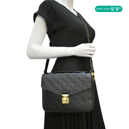 LOUIS VUITTON Metis Pochette Empreinte Leather Crossbody Bag Black