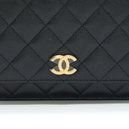 Chanel 22S Logo Top Handle Wallet On Chain Caviar Black