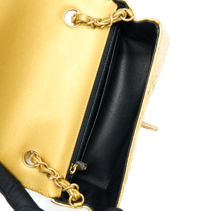 Chanel Mini Rectangular Flap Bag Croc Embossed Calfskin Gold
