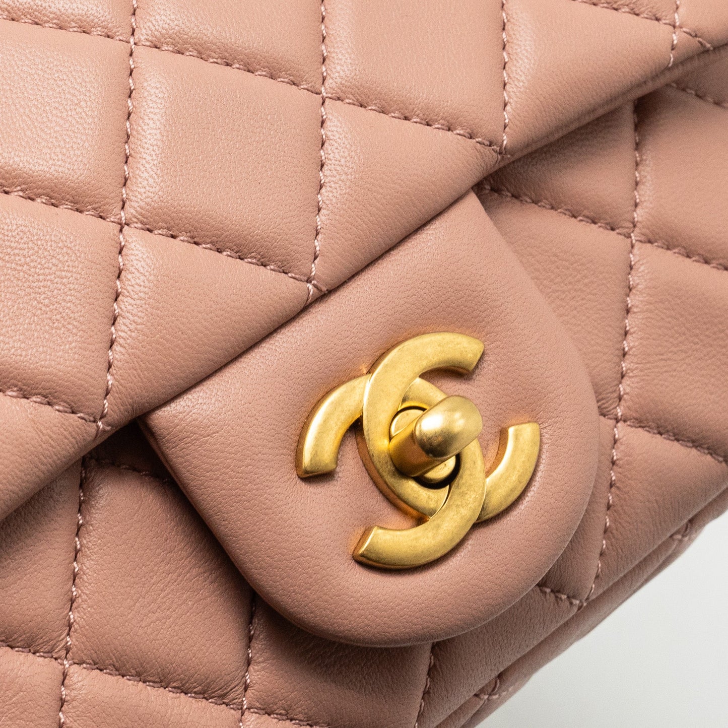 Chanel Pearl Crush Mini Square Flap Bag Lambskin Pink (Microchip)