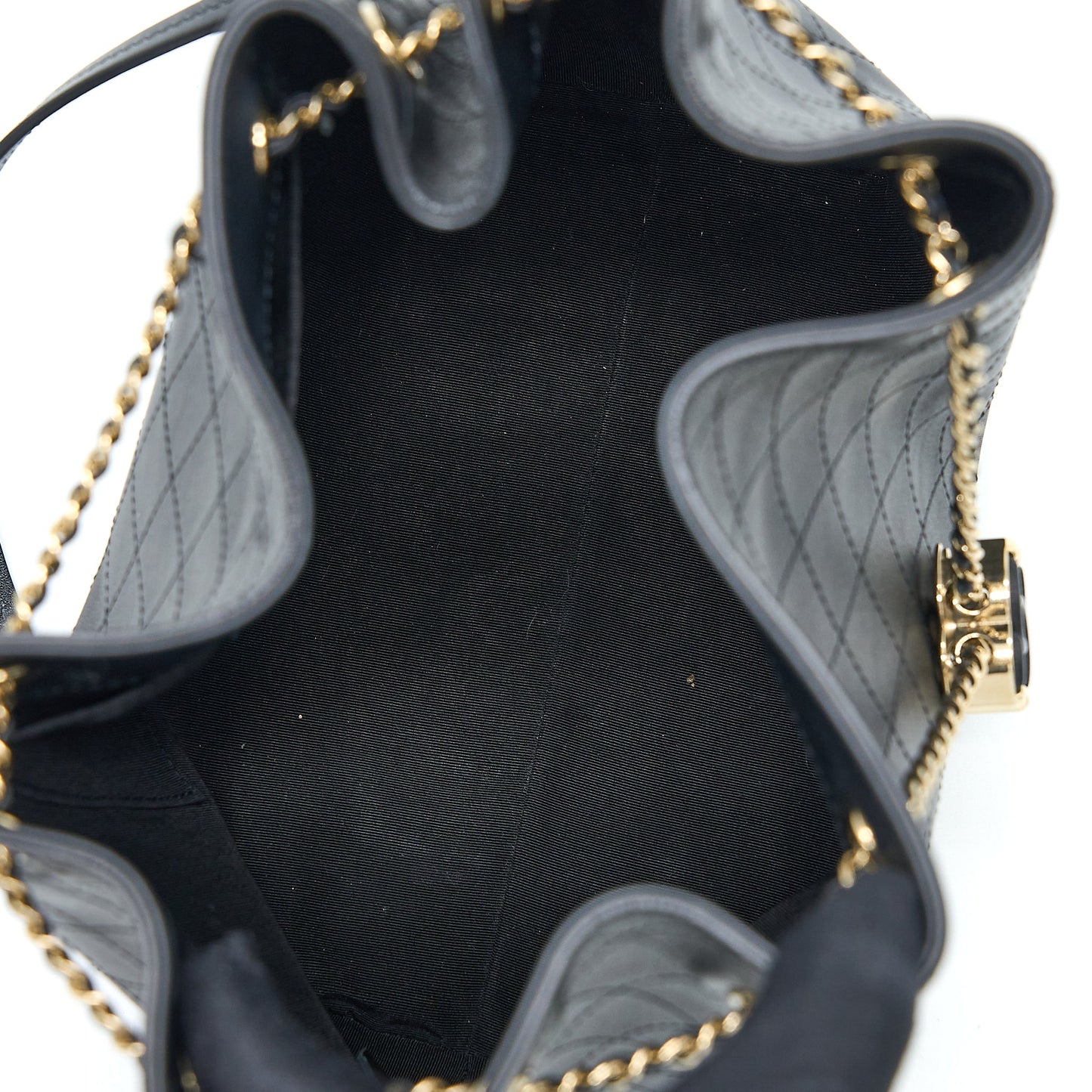 Chanel Drawstring Bucket Bag Calfskin Black L